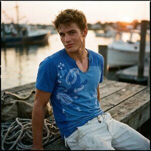 Andres Velasco Mens Blue Graphic T Shirt Large Undergear 90s International Male